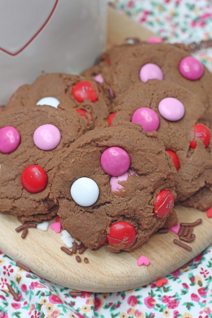 Valentine’s day Chocolate M&M Cookies