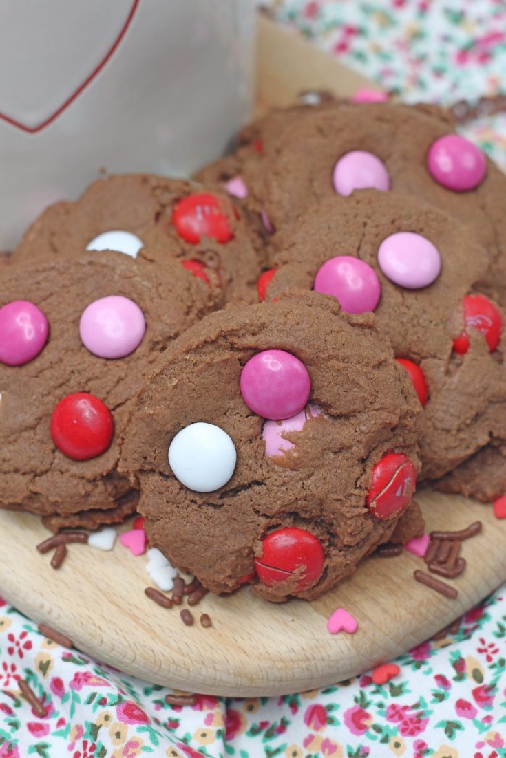 Valentine's day Chocolate M&M Cookies