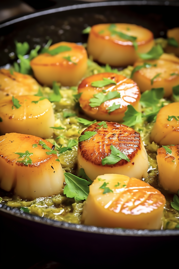 Seared Scallops in a Luscious Butter Sauce with Garlic and Lemon