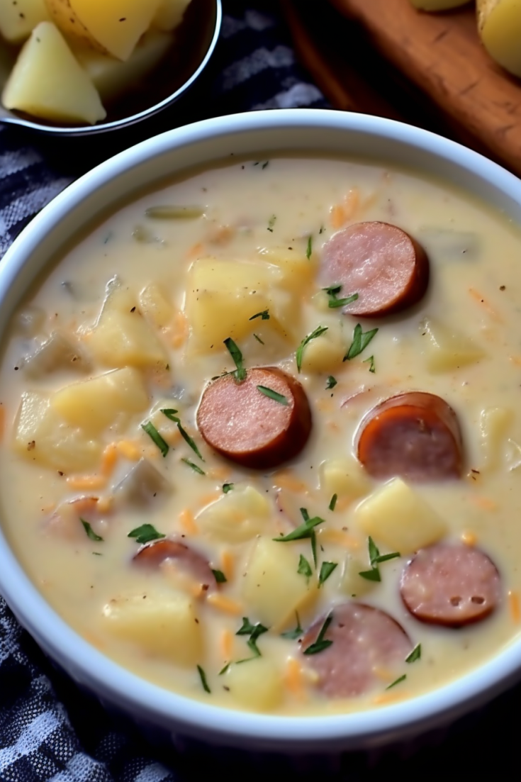 Creamy Bavarian Sausage, Potato, and Sauerkraut Soup Recipe
