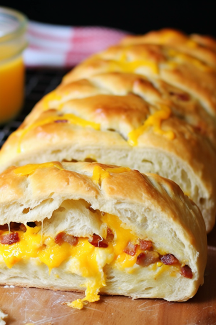 Braided Biscuit with Bacon, Egg, and Cheese Filling