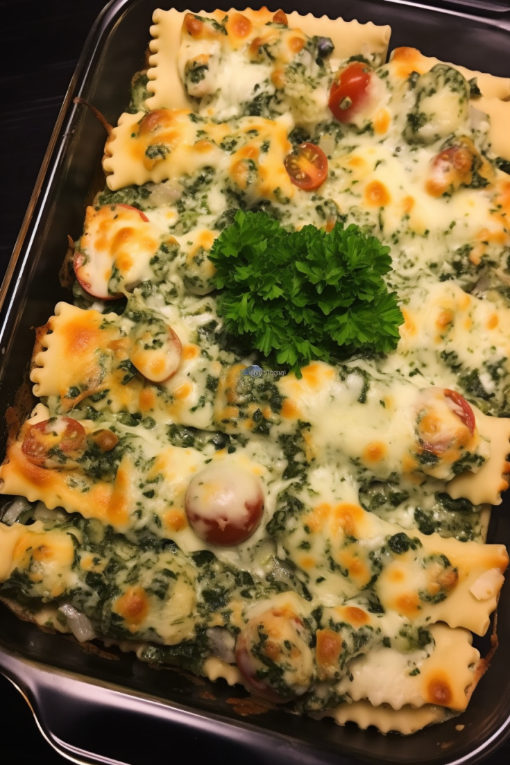 Baked Ravioli with Spinach and Artichoke