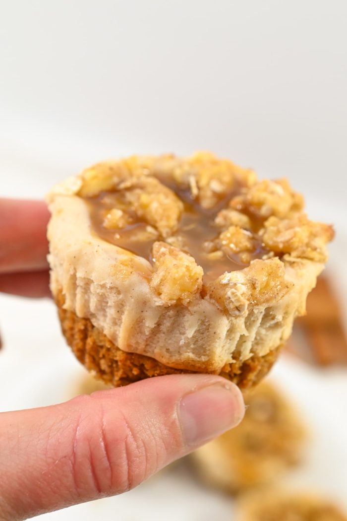 Mini Caramel Apple Crisp Cheesecakes