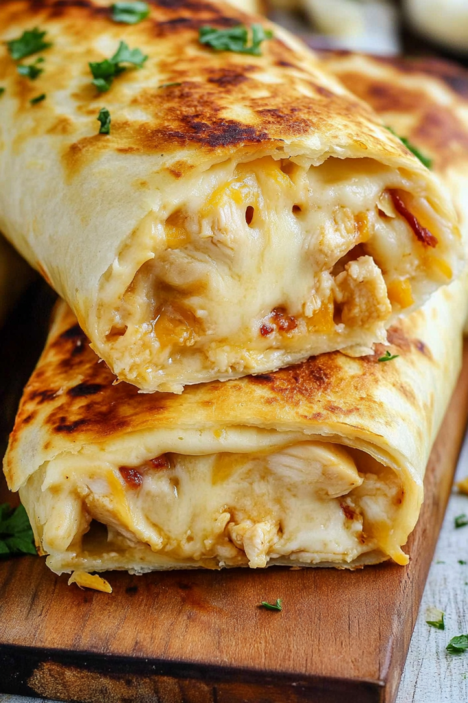 Cheesy Garlic Chicken Wraps