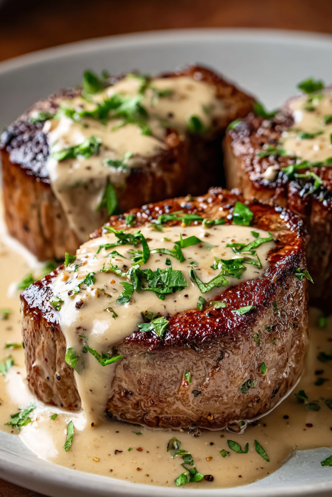 Juicy Steak with Creamy Garlic Sauce