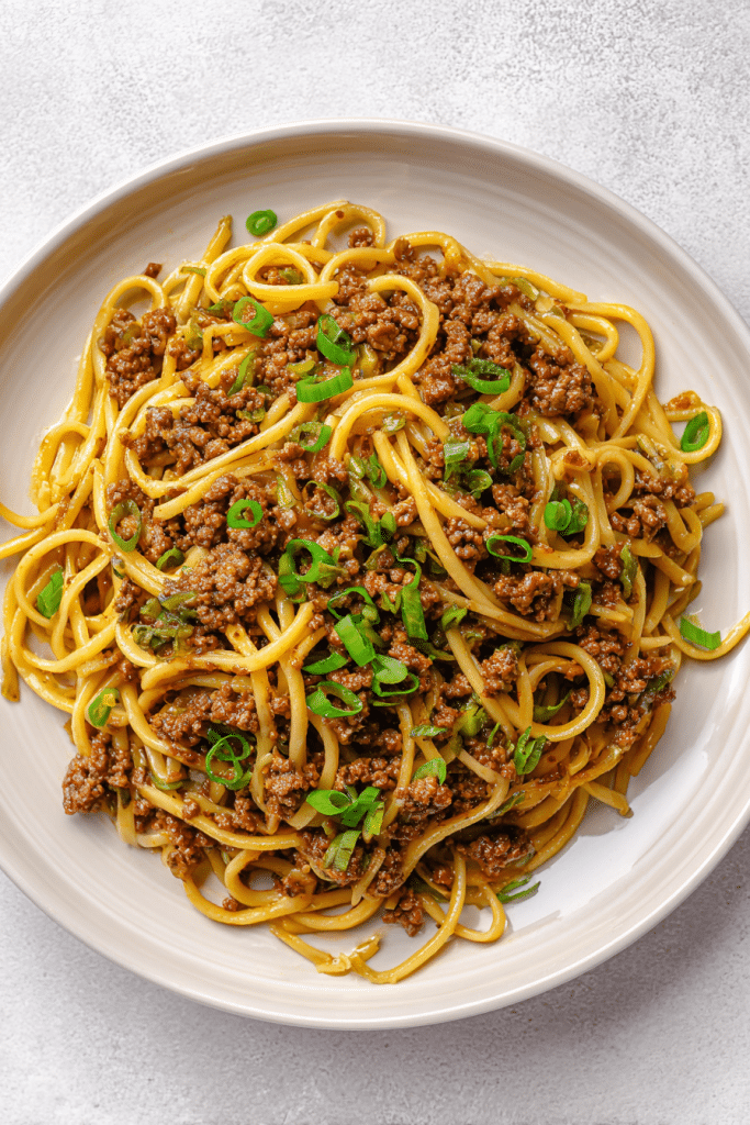 Mongolian Ground Beef Noodles