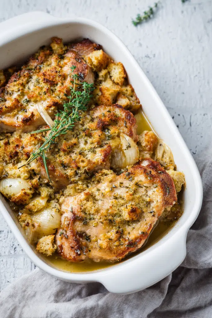 Baked Pork Chops and Stuffing