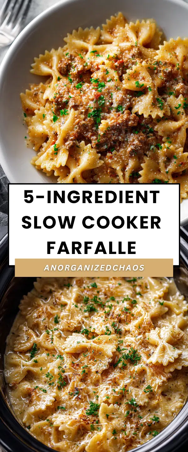 5-Ingredient Slow Cooker Farfalle - An Organized Chaos